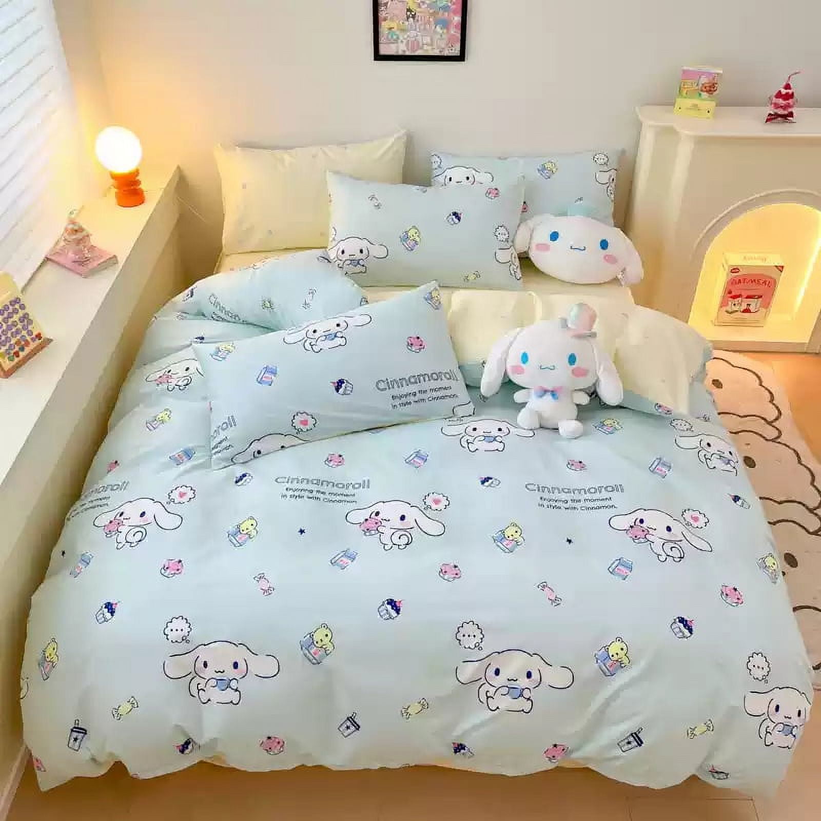 Cute Pink Cinnamoroll Duvet Cover Cartoon Bedding Set Gifts Single