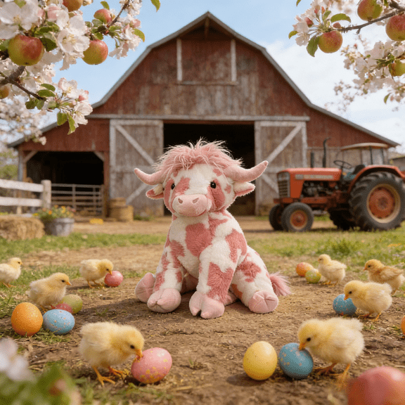 Cute Pink Cow Plush Gift, 10 Inch Soft Stuffed Cow Toy, Valentine’s Day Plush Present for Girlfriend, Youth and Loved Ones