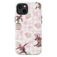 thumbnail image 1 of Cute Pink Curious Monkey Phone Case, Girly Retro Gingham Design, Kawaii Babycore iPhone Case, Fits iPhone 16 15 14 13 12 11 Pro Max Mini, 1 of 6