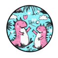 thumbnail image 1 of Cute Pink Dinosaur Memory Foam Bath Mat 36" Absorbent Rug with Non Slip Base and 4 Bonus Pads, 1 of 6