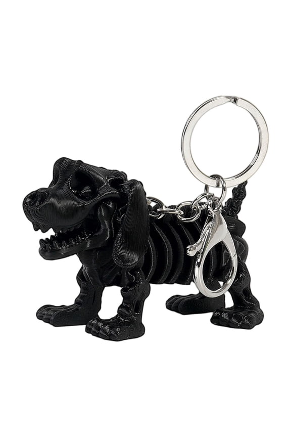 Cute Pink Dog Skeleton Keychain Fun and Durable 3D Printed Animal Key Ring for Bags and Accessories