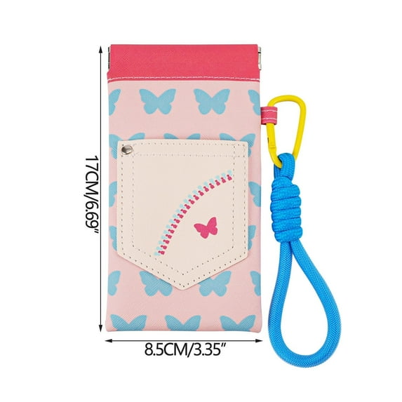 Cute Pink Eyeglass Case with Lanyard Magnetic Closure Sunglasses Bag for Travel and Daily Use