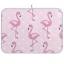 Cute Pink Flamingo Dish Drying Mat Microfiber Kitchen Mats Large Counter Absorbent Dish Pad Drainer Rack 18"x24"