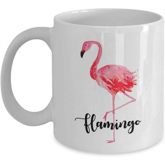 Cute Pink Flamingo Print Ceramic Coffee & Tea Gift Mug, Birthday Party Supplies, Favors, Accessories And Gifts For Men & Women Bird Lovers (11oz)