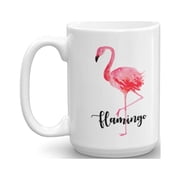 Cute Pink Flamingo Print Ceramic Coffee & Tea Gift Mug, Birthday Party Supplies, Favors, Accessories And Gifts For Men & Women Bird Lovers 15oz