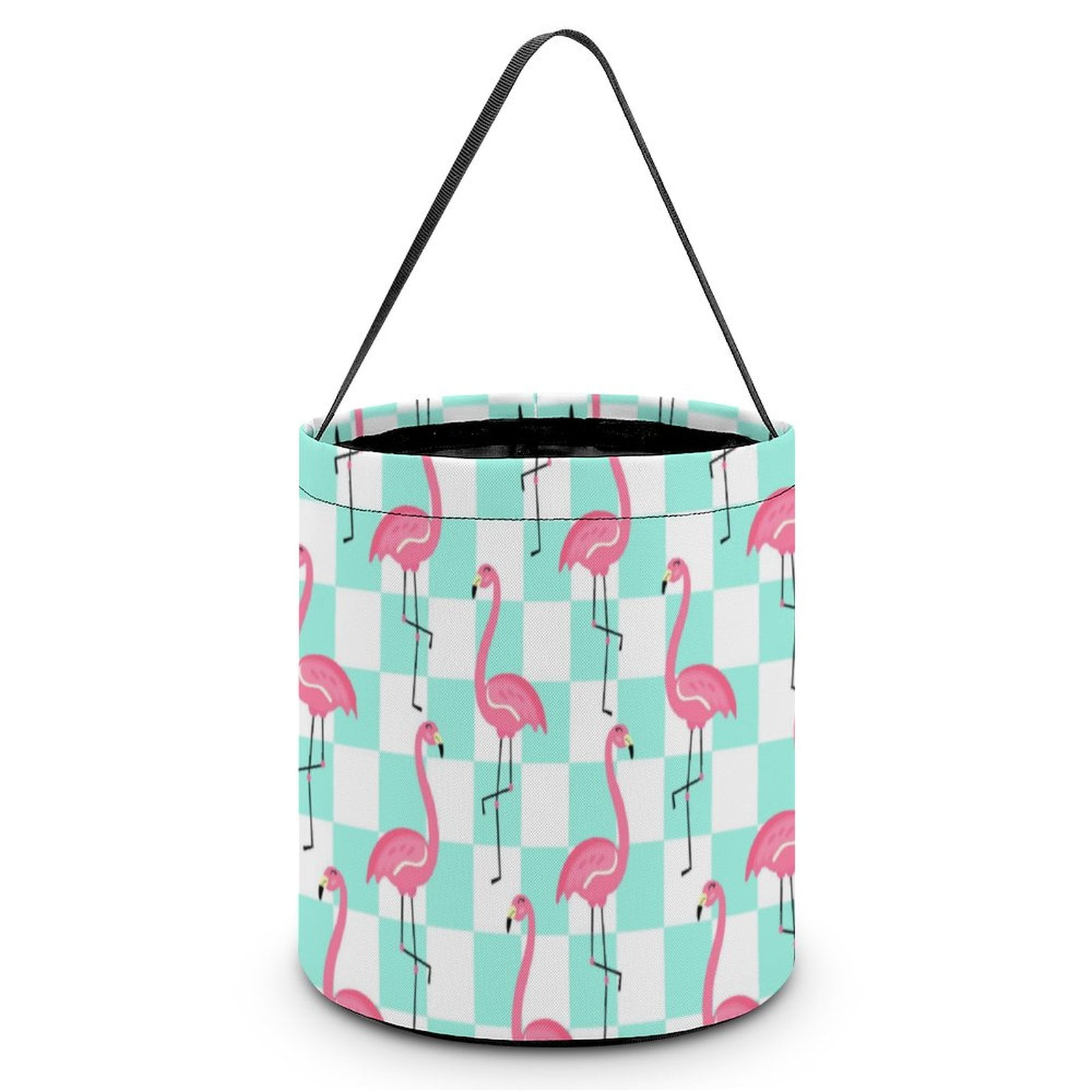 Cute Pink Flamingo Print Halloween Treat Bags for Trick Or Treat Reusable Candy Pumpkin Buckets for Party Gifts