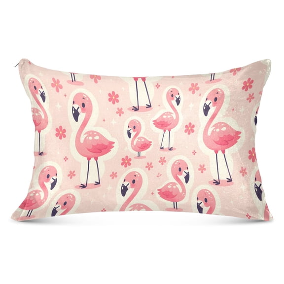 Cute Pink Flamingo and Flowers Plush Pillow Cases King Size Ultra Soft Warm Pillowcases with Zipper 20"x40"