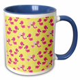 thumbnail image 1 of 3drose, Cute Pink Flamingos on a Bright Yellow Polka Dot Background, 15oz Two-tone Blue Mug, 1 of 6
