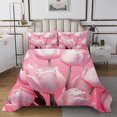 thumbnail image 1 of Cute Pink Floral Queen Quilt Set Women,Funky Flower Tulip Girly Bedspread Pink Room Decor,Boho Wildflower Bedding Set Country Flowers Quilts Bed Set 3Pcs, 1 of 5