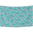 thumbnail image 1 of Cute Pink Flowers and Leaves Tapestry Wall Hanging Tapestries Happy Colorful Hippie Psychedelic Art Polyester Carpet Wall Decorative for Living Room Bedroom 90x60inch, 1 of 7