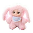 thumbnail image 1 of Cute Pink Fluffy Plush Doll with Long Ears, Super Deformed (Sd) Design and Adorable Momo Bib, Ideal for Girls' Birthday Gifts, Children's Room Decoration and Collectible Toys One Size, 1 of 4