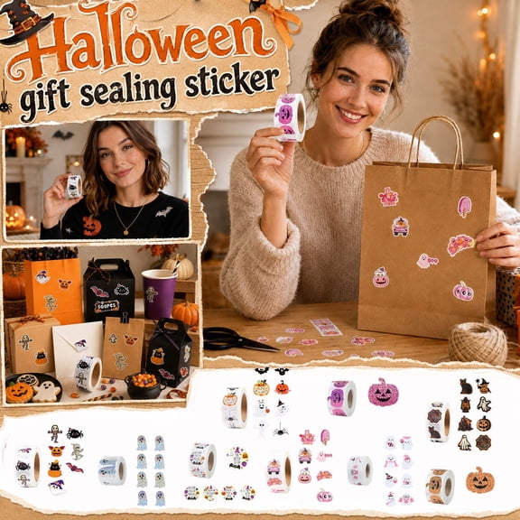 Cute Pink Ghost Halloween Roll Kawaii Cartoon Ghost Labels for Student Party Favors Envelope Seals Craft Decorations Goodie Bag Fillers Classroom Reward Supplies