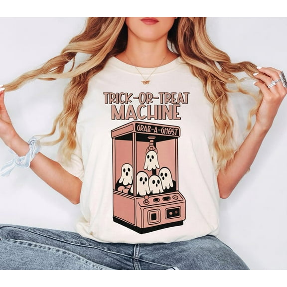 Cute Pink Halloween Ghost Shirt, Pastel Trick or Treat Tee, Spooky Cute Ghost Shirt, Girly Halloween Shirt, Kawaii Halloween T-Shirt Design