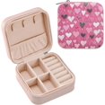 thumbnail image 1 of Cute Pink Heart Travel Jewelry Case for Women Men,Portable Mini Jewelry PU Leather Box,Necklace Earrings Jewelry Organizer for Women's Valentine's Day Gifts Women Gifts, 1 of 7