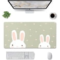 thumbnail image 1 of Cute Pink Hearts Rabbits Pattern Desk Mat, Mouse Pad,Green Desk Mat, Dual Use Desk Writing Mat for Office/Home for Girl Women(31.5''''X15.7'',Green&Two Rabbits), 1 of 6