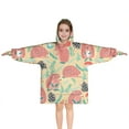 thumbnail image 1 of Cute Pink Hedgehog Pattern Blanket Hoodies for Kids 6-13YR Oversize Wearable Blanket Hoodies for Boys Girls Teens, 1 of 7
