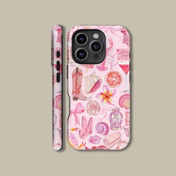 Cute Pink Lily Floral Collage Case for iPhone Samsung Girly Art