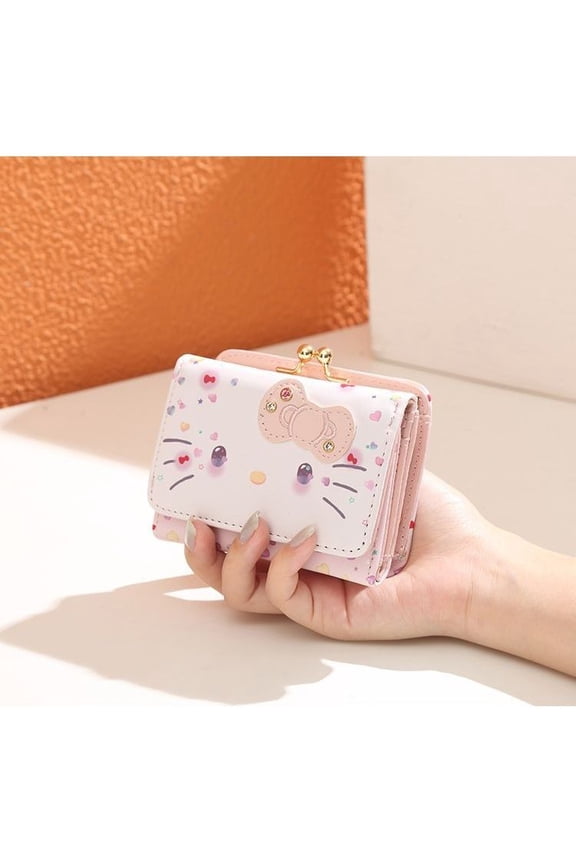 Cute  Pink Long Floral Wallet Kawaii Multipurpose Cartoon Purse