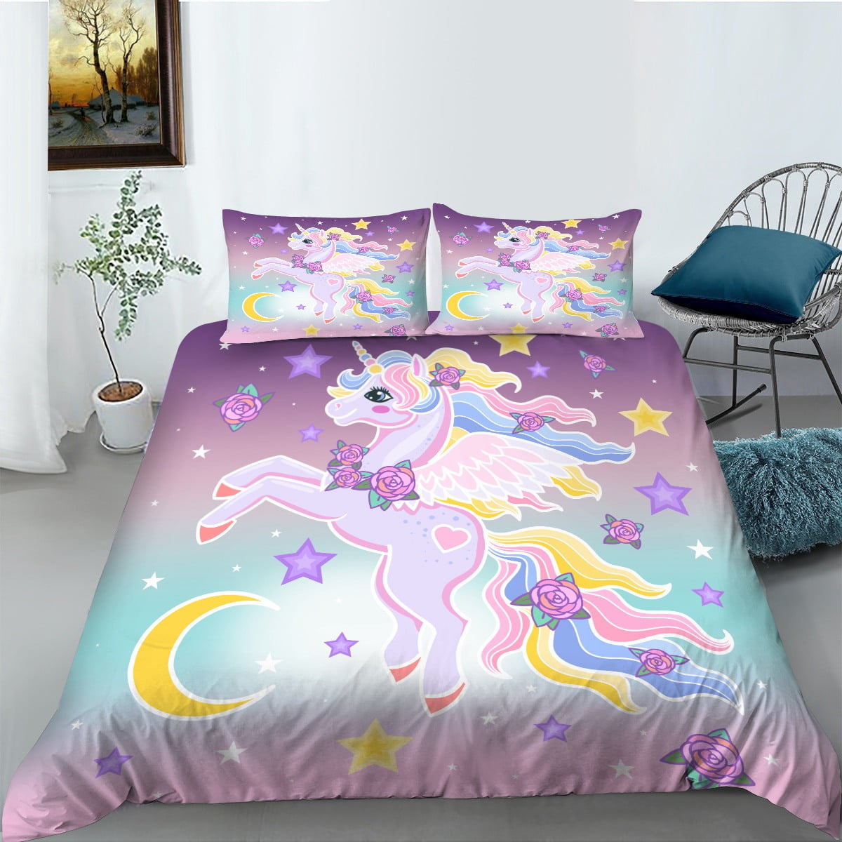 Pink unicorn comforter clearance set