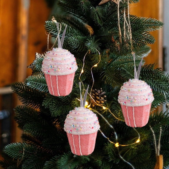 Cute Pink Macaron Foam Candy Christmas Ornaments, Cartoon Xmas Tree Hanging Pendants, Sweet Festive Holiday Decor Props, Christmas Party Tree Decor Accessories, Pink, 3.15*3.15*4.33in