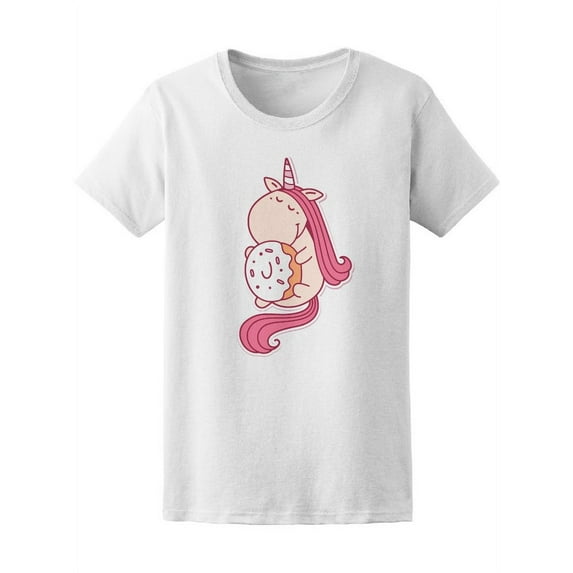 Cute Pink Magic Unicorn Donut T-Shirt Women -Image by Shutterstock, Female Medium