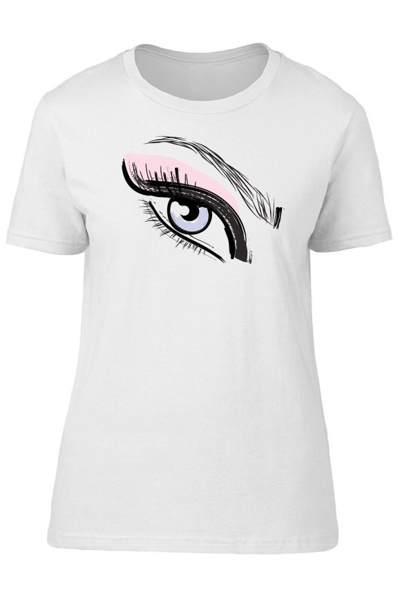 Cute Pink Makeup Fashion Eye T-Shirt Women -Image by Shutterstock, Female XX-Large