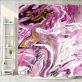 thumbnail image 1 of Cute Pink Marble Shower Curtain, Watercolor Abstract Modern Decorative Bath Curtain, Polyester Fabric Jade Green Blue Odd Gold Elegant Texture Luxury Striped Bathroom Curtain with Hooks, 1 of 5