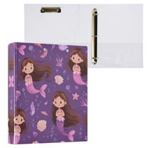 Cute Pink Mermaids 3 Ring Hardcover Binders 1.5in Round Rings for Letter-Size Folder Paper Organizer Pockets for Office Student Recipe