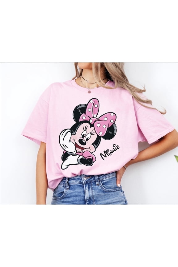 Cute Pink Mini Mouse T-Shirt, Disneyland Shirt, Disney Mini Mouse Tee, Gift for Girl,Blossom Color,Size M