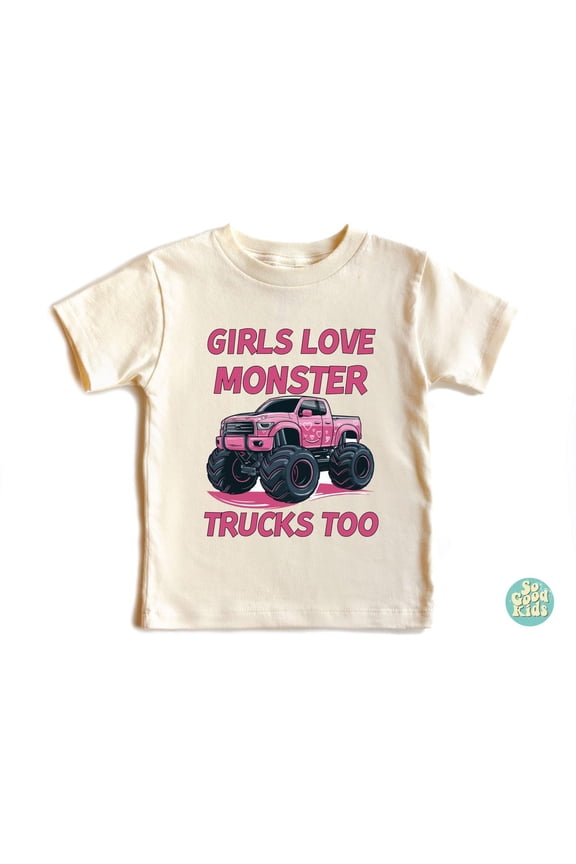 Cute Pink Monster Truck Clothing, Kids Gift Shirt, Girls Love Monster Trucks Too Toddler Shirt, Girls Truck Shirt, Boho Toddler Shirt, New Born, Baby Shower Gift, New Parents Gift