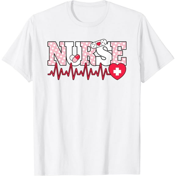 Cute Pink Nurse Heartbeat Nursing T-Shirt100% cotton