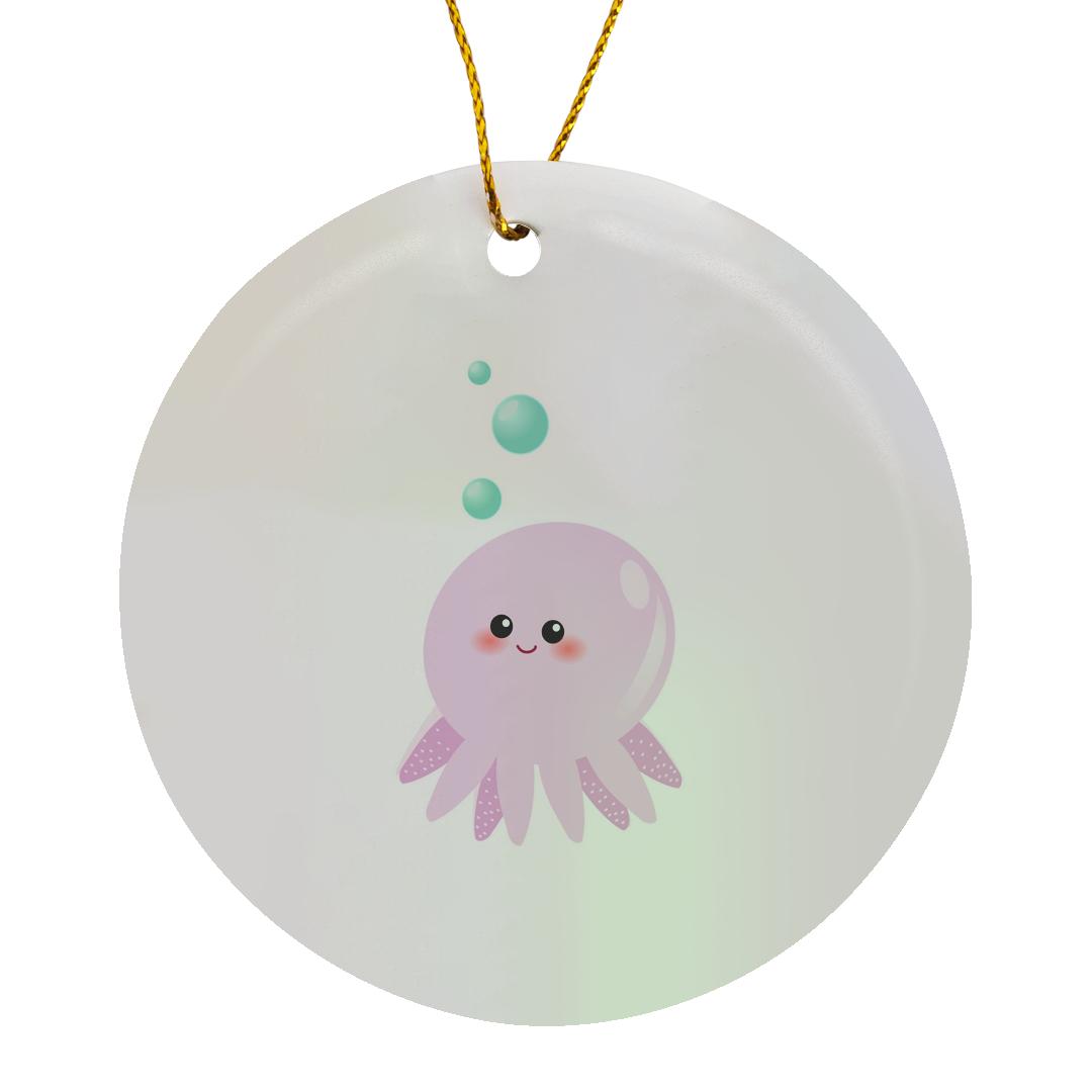 Cute Pink Octopus Cartoon - Kawaii Happy Girly Squid With Tentacles ...