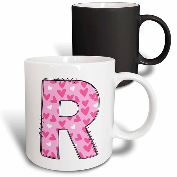 3drose, Cute Pink on Pink Hearts Monogram Initial S, 11oz Magic Transforming Mug