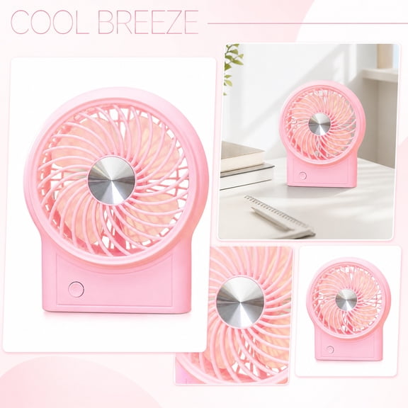 Cute Pink Personal Cooling Fan, Portable Rechargeable Fan, Handheld Mini Rechargeable Fan Usb, Office Fan for Desk, 6X5X4 in Dual-Use Compact Design, 3 Speed Selection Modes, 1