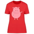 thumbnail image 1 of Cute Pink Pig Greeting Cartoon T-Shirt Women -Image by Shutterstock, Female XX-Large, 1 of 2