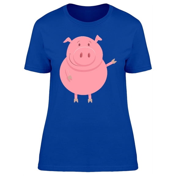 Cute Pink Pig Greeting Cartoon T-Shirt Women -Image by Shutterstock, Female XX-Large