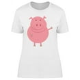 thumbnail image 1 of Cute Pink Pig Greeting Cartoon T-Shirt Women -Image by Shutterstock, Female x-Large, 1 of 2