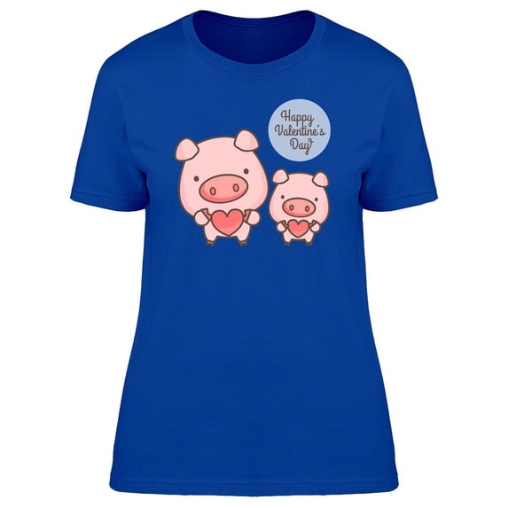 Cute Pink Pig Holding Heart T-Shirt Women -Image by Shutterstock, Female XX-Large