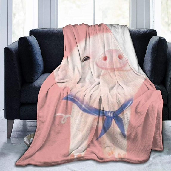 Cute Pink Piggy Pig Soft Throw Blanket All Season Microplush Warm Blankets Lightweight Tufted Fuzzy Flannel Fleece Throws Blanket for Bed Sofa Couch 50"x40"