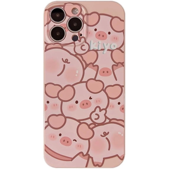 Cute Pink Pigs Letters Soft for iPhone Case (Pink,iPhone 12 Pro Max)