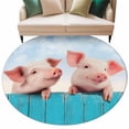 Cute Pink Pigs Round Rug 7ft Washable Circle Rugs Non Slip Country ...