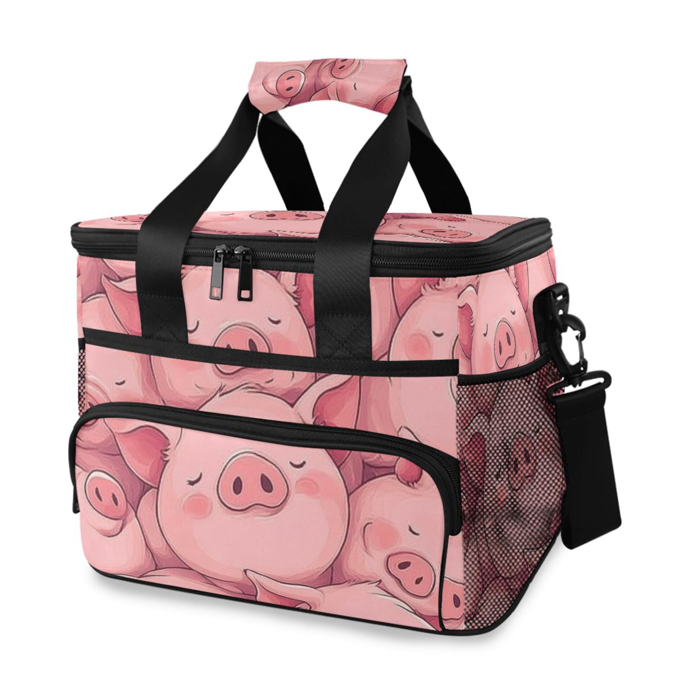 Cute Pink Pigs Sleeping Insulated Lunch Bag 15L Cooler Box for Women Men Work Camping Beach Travel