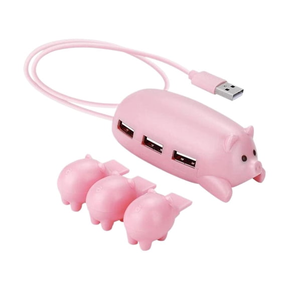Cute Pink Pigs Usb Hub, 3 In1 Usb 3.0/2.0 Splitter, Abs Plug And Play Desktop Expander, for Pc/laptops/smartphone And More Devices