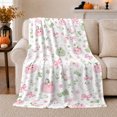 thumbnail image 1 of Cute Pink Pumpkin Ghosts Bows Cheerful Kawaii, Festive Halloween Scene, Warm Flannel Blanket for Living Room and Family Room, Art Lovers Halloween Gift, Festive Home Decor, 1 of 7