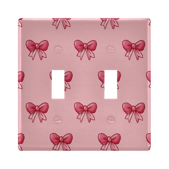 Cute Pink Ribbon Bows Light Switch Cover Electrical Outlet Cover Replaceable Wall Plates 2-Gang