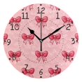 thumbnail image 1 of Cute Pink Ribbon Bows Round Wall Clock Silent Analog Battery Operated Black Pointer Home Decor 9.84" Diameter, 1 of 11