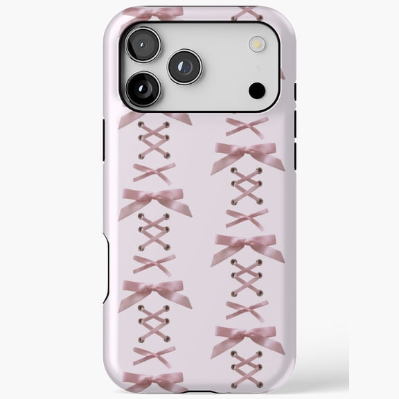 Cute Pink Ribbon Lace Up Bow for iPhone for iPhone Case 11 through 17 Pro Max