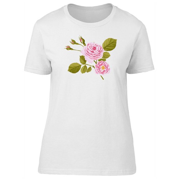 Cute Pink Rose Flower, Spring T-Shirt Women -Image by Shutterstock, Female Large