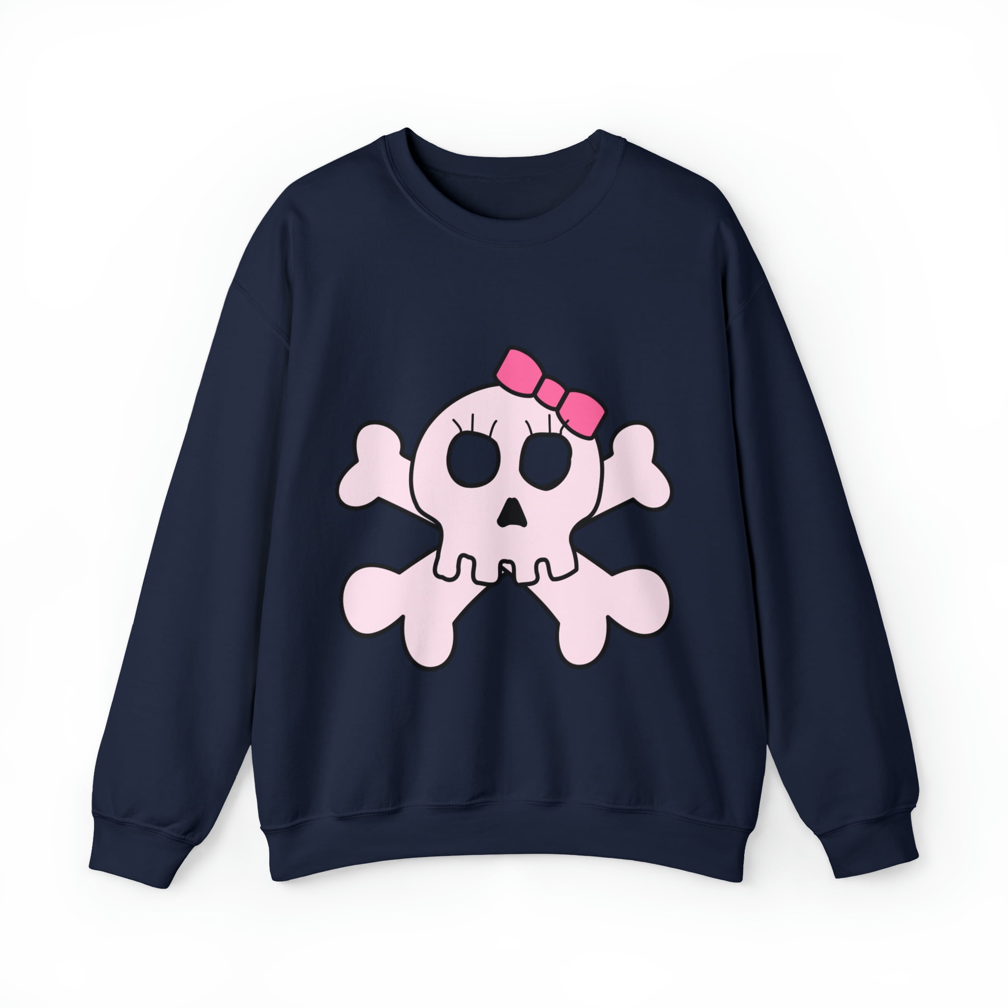 Cute Pink Skull And Bones Unisex Crewneck Sweatshirt - Walmart.com