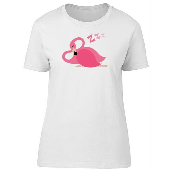 Cute Pink Sleeping Flamingo T-Shirt Women -Image by Shutterstock, Female Medium